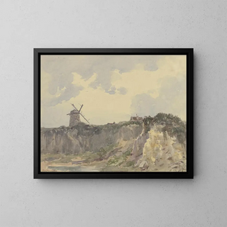 Coastal Bay Landscape Painting of Bonne Nuit Bay - Friedrich Ernst Morgenstern — framed artwork on a wall