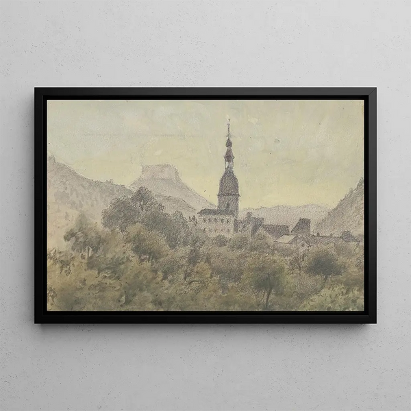 Schandau with Lilienstein - Friedrich Eugen Peipers — framed artwork on a wall