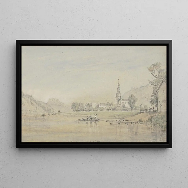View of Schandau - Friedrich Eugen Peipers — framed artwork on a wall