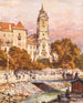 View of the Dürnstein Monastery, the shipping dock in the foreground - Friedrich Frank — artwork view