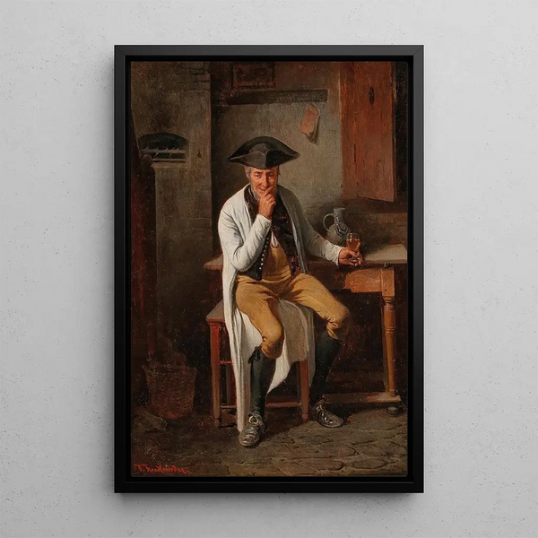 A Good Sip - Friedrich Friedländer — framed artwork on a wall