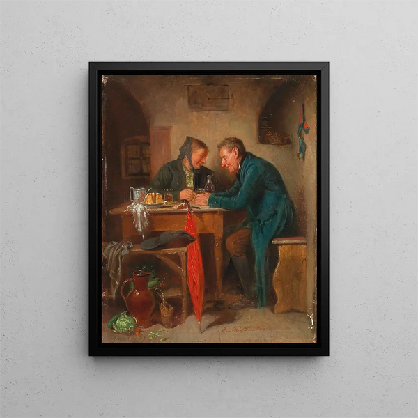 The Red Umbrella - Friedrich Friedländer — framed artwork on a wall