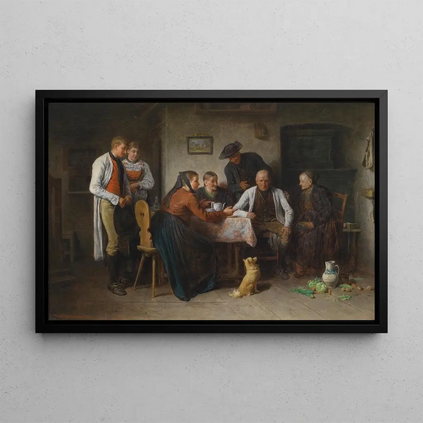 Visit of the Suitor by von Mahlheim - Friedrich Friedländer — framed artwork on a wall