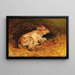 A lying calf - Friedrich Gauermann — framed artwork on a wall