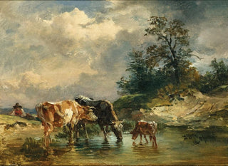 Cows near a watering place - Friedrich Gauermann — artwork view
