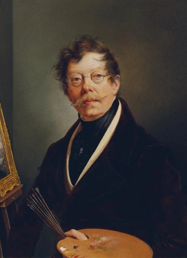 Self-portrait at the studio - Friedrich Johann Gottlieb Lieder — framed artwork on a wall