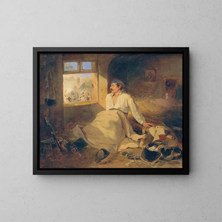Krassier blessé sur un foin - Friedrich Johann Treml — framed artwork on a wall