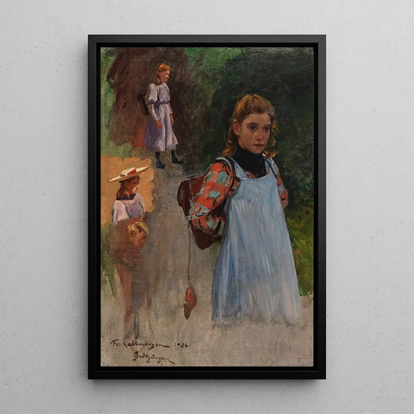 Study of Children - Friedrich Kallmorgen — framed artwork on a wall