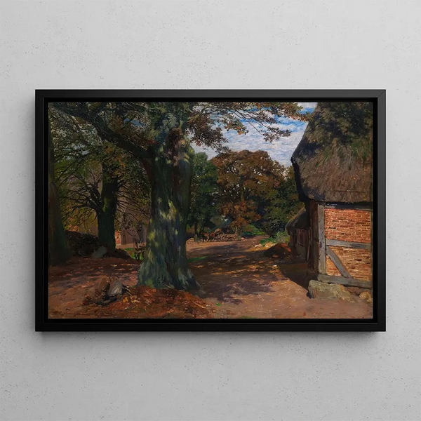 German Farmhouse Painting - Friedrich Kallmorgen — framed artwork on a wall