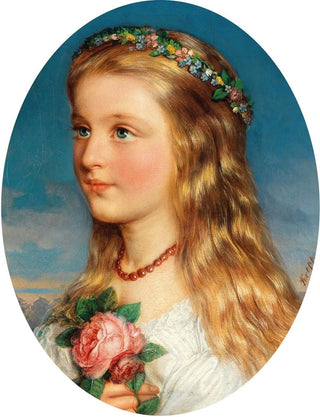 Friedrich Krepp - Portrait of a Girl with Flowers and Roses.webp