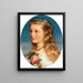 Portrait painting of a girl with flowers and roses - Friedrich Krepp — framed artwork on a wall