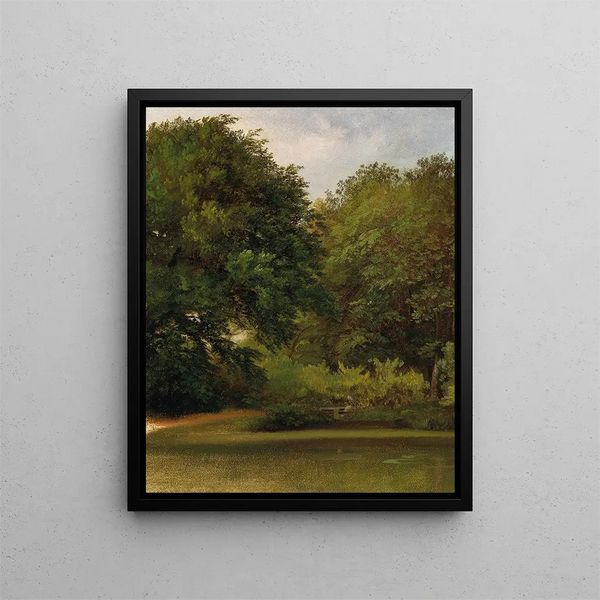 Group of Trees in the Park - Friedrich Loos — framed artwork on a wall