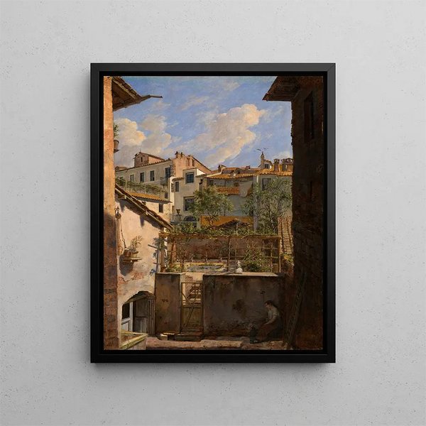 Maisons arrière italiennes - Friedrich Mosbrugger — framed artwork on a wall
