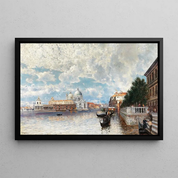 Venice, view of Santa Maria della Salute - Friedrich Naht — framed artwork on a wall