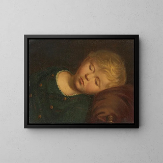Portrait of Hermann Staudinger sleeping child - Friedrich Nebel — framed artwork on a wall