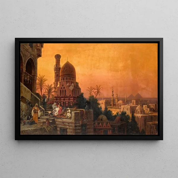A Meeting in Cairo - Friedrich Perlberg — framed artwork on a wall