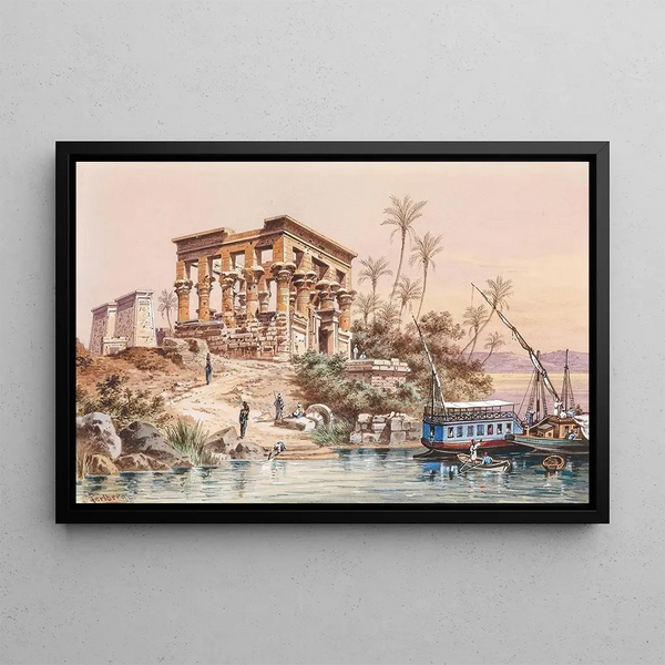 Temple of Philae - Friedrich Perlberg — framed artwork on a wall