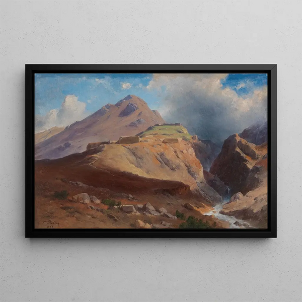 Landscape painting of Mycenae - Friedrich Preller the Younger — framed artwork on a wall
