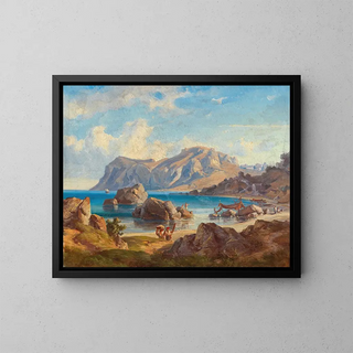 Gulf of Nauplia - Friedrich Preller the Younger — framed artwork on a wall