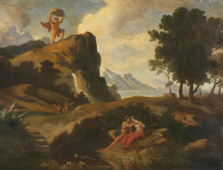 The Cyclops Polyphème Jealous Kills Akis, the lover of the Nereid Galatea, with a rock - Friedrich Preller the Younger — artwork view