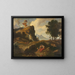The Cyclops Polyphème Jealous Kills Akis, the lover of the Nereid Galatea, with a rock - Friedrich Preller the Younger — framed artwork on a wall