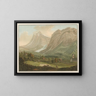 Glacier supérieur de la vallée du Grindelwald dans le canton de Berne - Friedrich Rosenberg — framed artwork on a wall