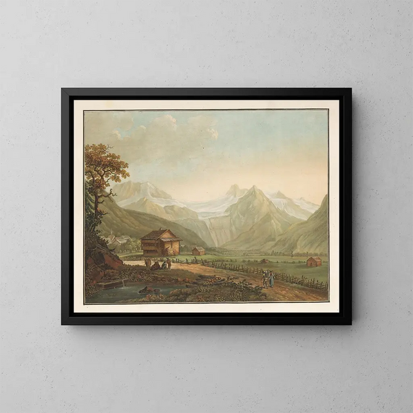 Vallon de Lenk et glacier du Ratzliberg dans le Simmental - Friedrich Rosenberg — framed artwork on a wall