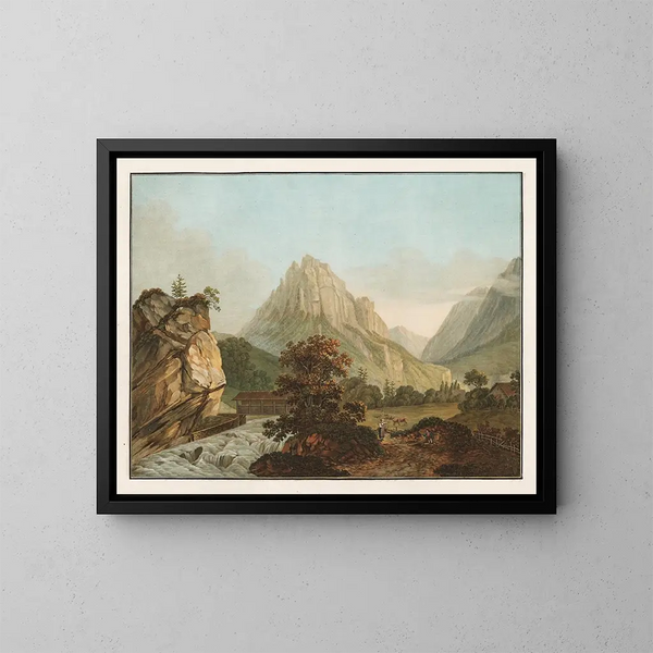 View of the valley floor of the Hasly, Bern canton - Friedrich Rosenberg — framed artwork on a wall