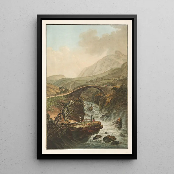 View of a bridge over the Aar, canton of Bern - Friedrich Rosenberg — framed artwork on a wall