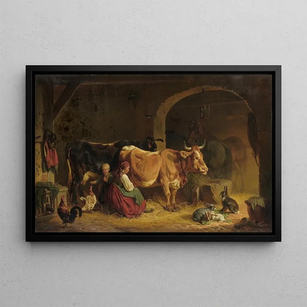 in the barn - Friedrich Voltz — framed artwork on a wall