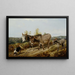 Donkeys on a moorland path - Friedrich Wilhelm Keyl — framed artwork on a wall