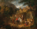 Rodolphe de Habsbourg guides a clergyman across a stream with the Holy Sacrament - Friedrich Wilhelm Müller — artwork view