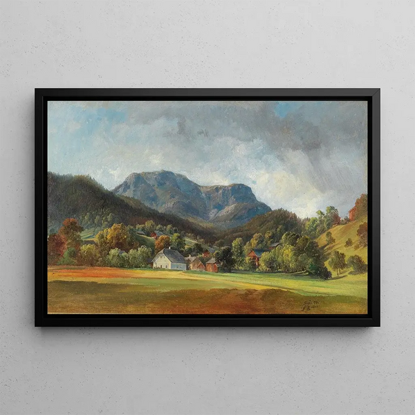 View of Sandling from Altaussee - Friedrich Zeller — framed artwork on a wall