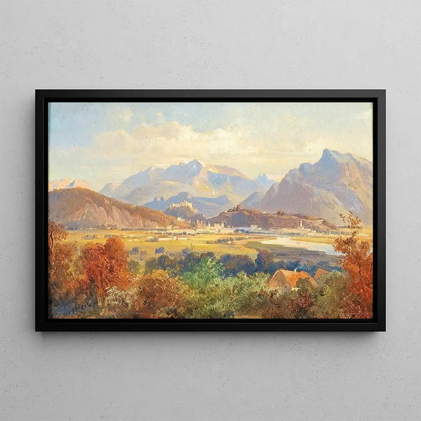 View of Salzburg - Friedrich Zeller — framed artwork on a wall