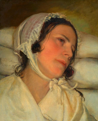 Friedrich von Amerling - Antonie Amerling am Krankenbett 1 Gattin des Knstlers.webp