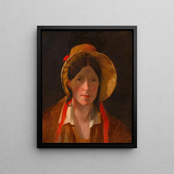 Antonie Amerling with Florentine hat, artist's wife - Friedrich von Amerling — framed artwork on a wall
