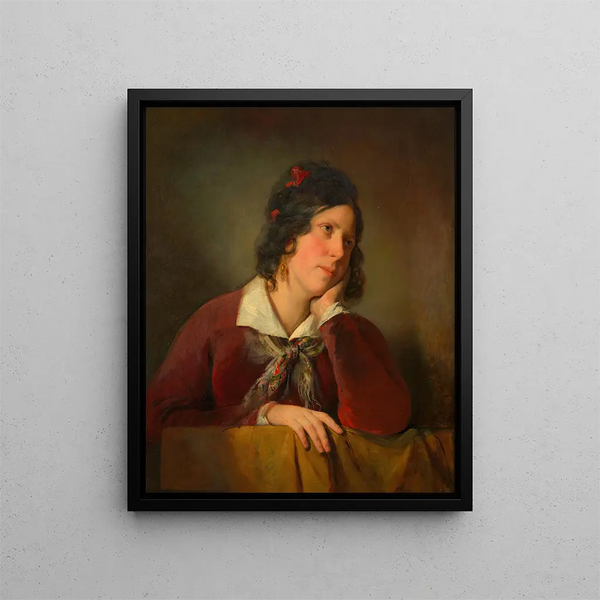 Antonie Amerling with her head raised, wife of the artist - Friedrich von Amerling — framed artwork on a wall