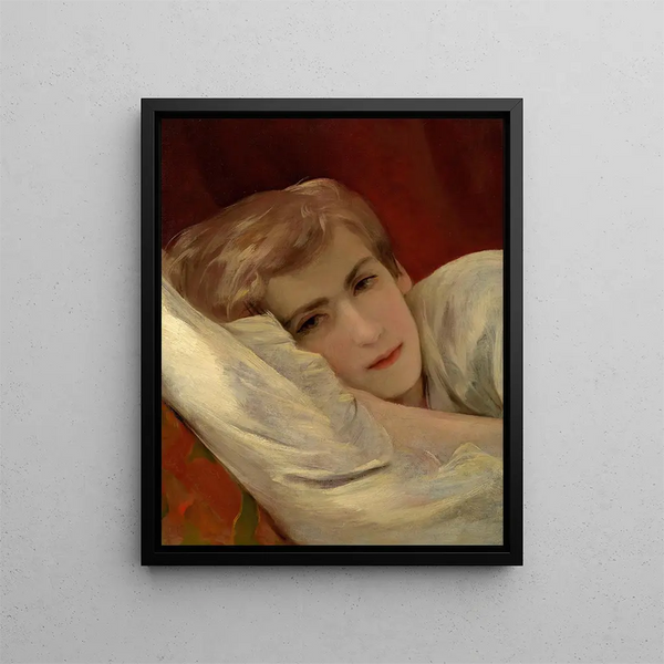 Friedrich Fritz Amerling on his sickbed, son of the artist - Friedrich von Amerling — framed artwork on a wall