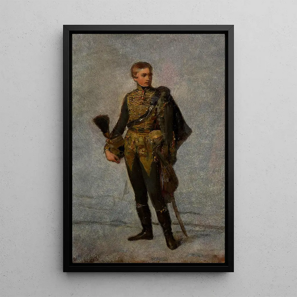 L'empereur François-Joseph Ier jeune en uniforme de hussard - Friedrich von Amerling — framed artwork on a wall