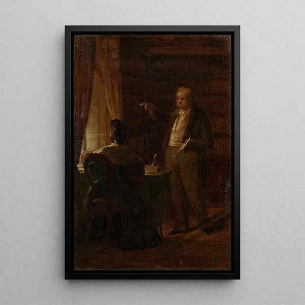 The Professor Dr Ignaz Rudolf Bischoff von Altenstern dictating to his wife Johanna - Friedrich von Amerling — framed artwork on a wall