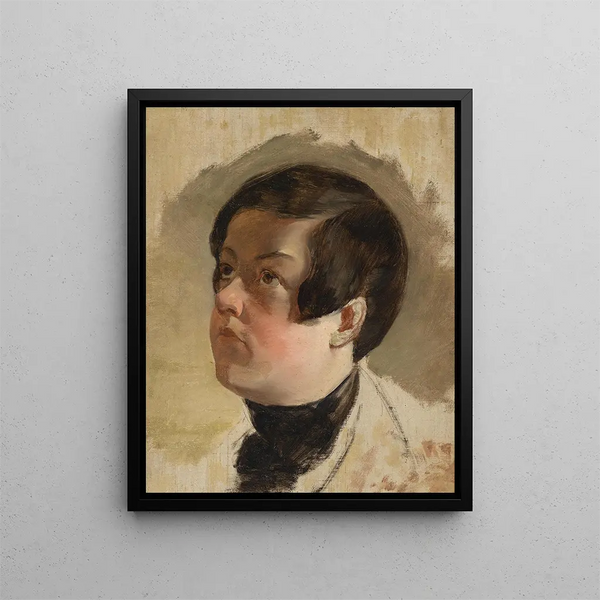 Study of a Boy's Head - Friedrich von Amerling — framed artwork on a wall
