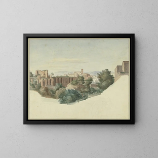 View of SS Giovanni e Paolo in Rome - Friedrich von Olivier — framed artwork on a wall