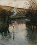 Sunset Painting of the Arques at Piquigny - Frits Thaulow — artwork view