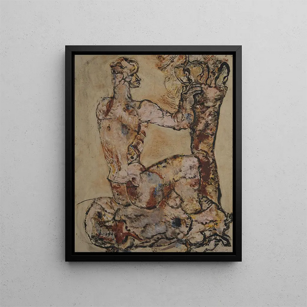 Nude pink sitting - Frits van den Berghe — framed artwork on a wall