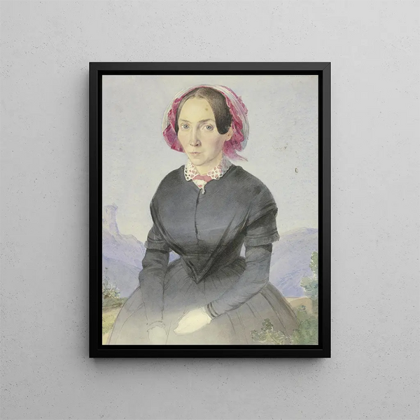 Portrait of the artist's sister - Fritz Bamberger — framed artwork on a wall