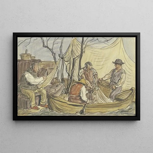 Fishermen Leaving - Fritz Boehle — framed artwork on a wall