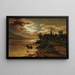 Landscape lakeside painting in moonlight - Fritz Chwala — framed artwork on a wall