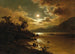 Moonlit Landscape Painting on a Lake Scene - Fritz Chwala — artwork view