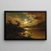 Moonlit Landscape Painting on a Lake Scene - Fritz Chwala — framed artwork on a wall