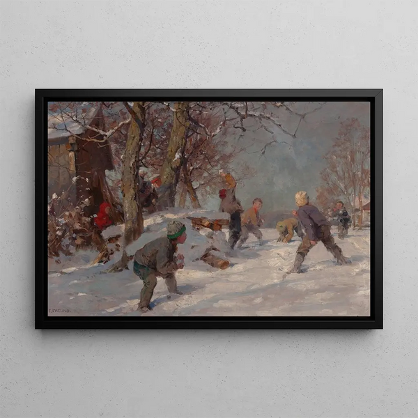 La Bataille de boules de neige - Fritz Freund — framed artwork on a wall